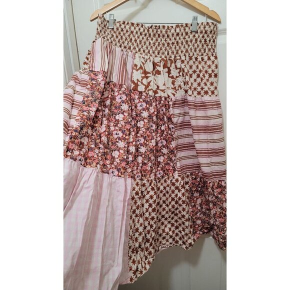 Universal Thread Women's Plus Size Bohemian Patchwork Maxi Skirt Floral & Stripe - Picture 7 of 9